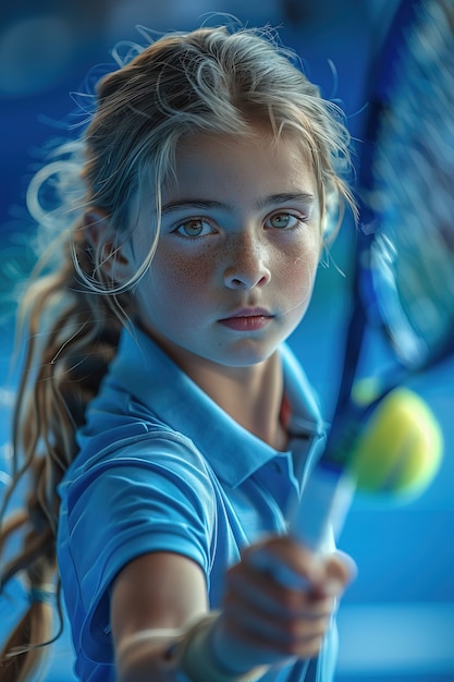 Portret młodego gracza ćwiczącego tenis