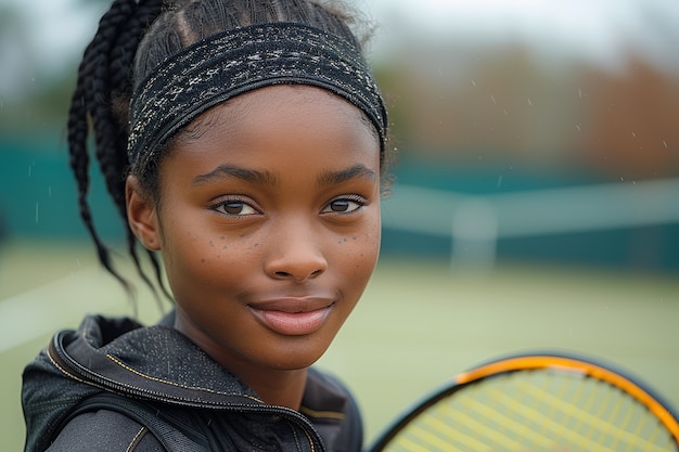 Bezpłatne zdjęcie portret młodego gracza ćwiczącego tenis