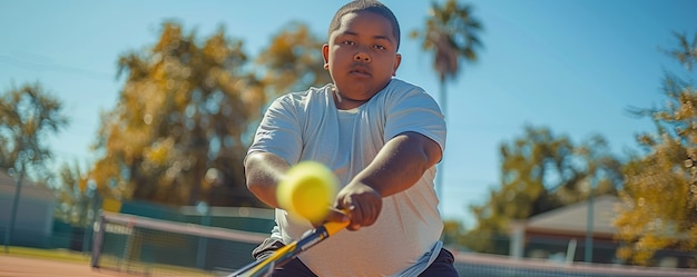 Bezpłatne zdjęcie portret młodego gracza ćwiczącego tenis