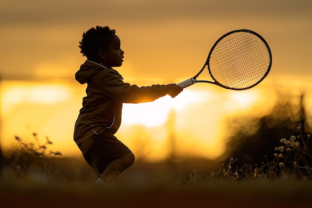 Bezpłatne zdjęcie portret młodego gracza ćwiczącego tenis