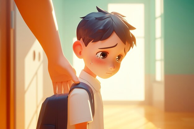 Portret młodego smutnego ucznia, który jest nękany w szkole
