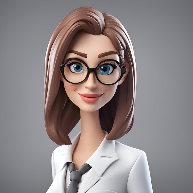 Portret młodej bizneswoman w okularach renderowanie 3d