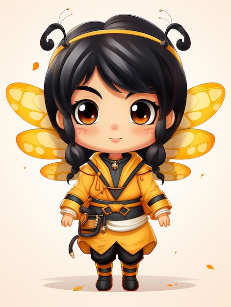 Bezpłatne zdjęcie portret młodej dziewczyny w kostiumie pszczoły