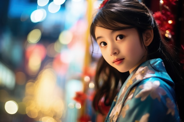 Bezpłatne zdjęcie portret młodej dziewczyny w tradycyjnych ubraniach