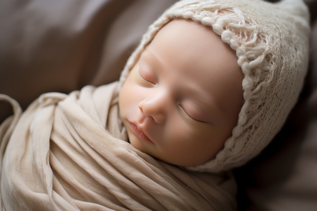 Portret noworodka śpiącego spokojnie