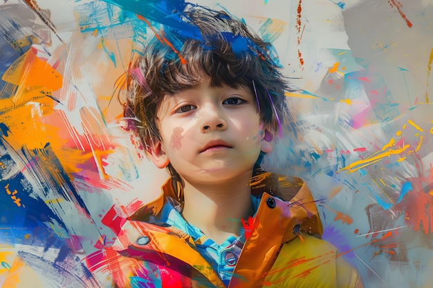 Bezpłatne zdjęcie portret osoby na rzecz świadomości dnia autyzmu w stylu kolażu