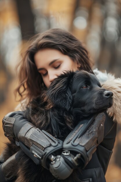 Portret osoby z futurystyczną bioniczną częścią ciała