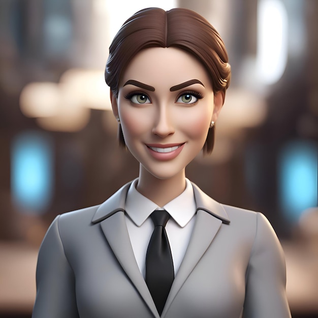 Bezpłatne zdjęcie portret pięknej młodej bizneswoman w garniturze i krawacie renderowanie 3d