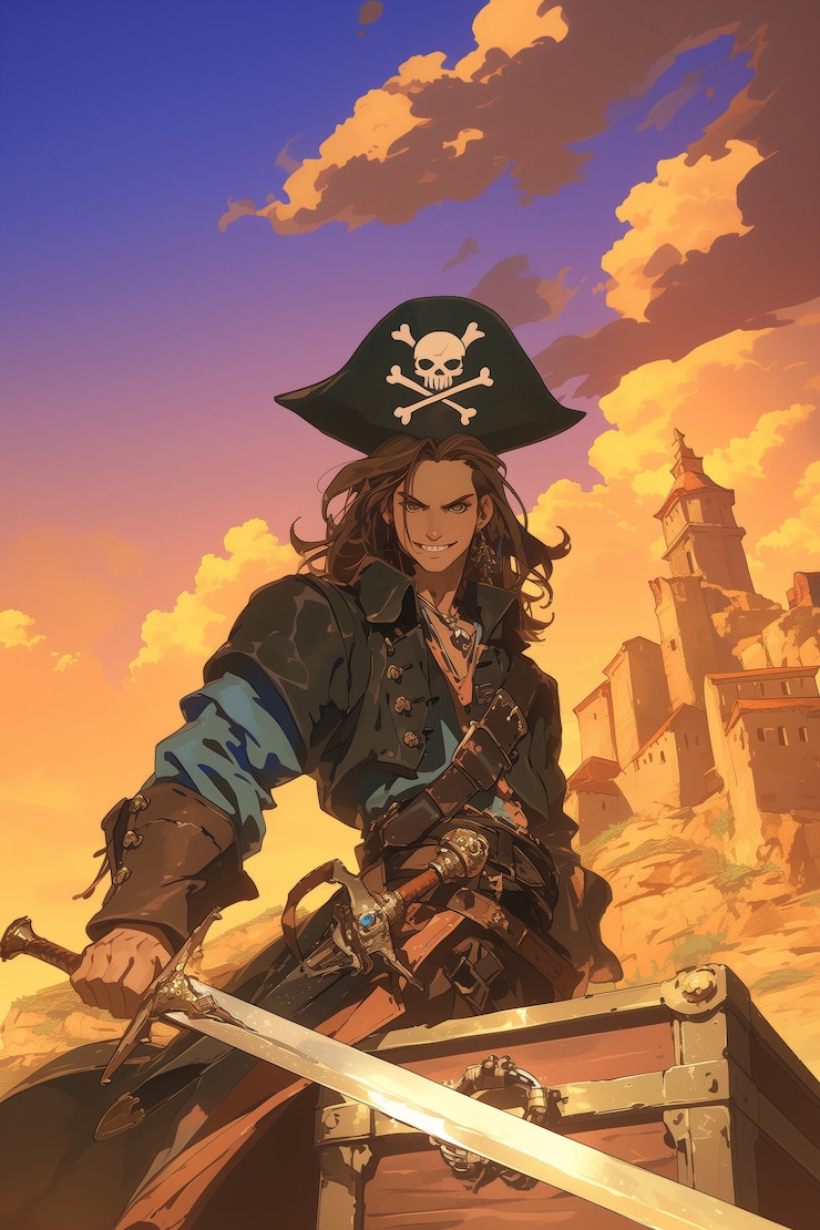 Bezpłatny plik Zdjęcie portret piratów w stylu cyfrowym
