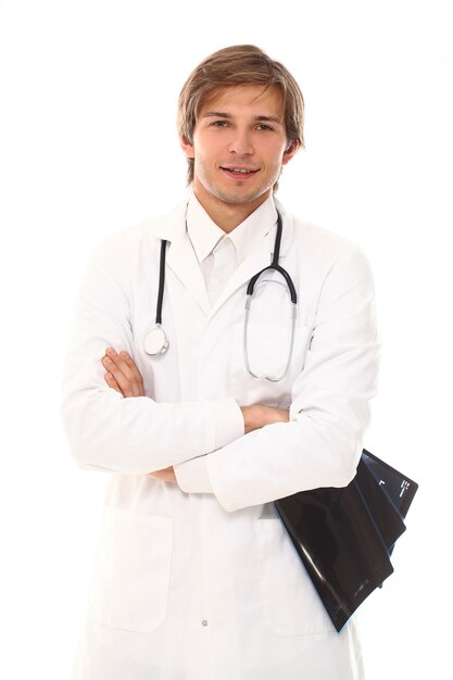 Portret przystojny młody mężczyzna lekarz