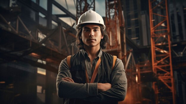 Portret rdzennej osoby jako robotnika budowlanego