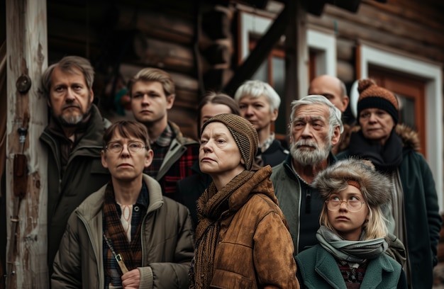 Bezpłatne zdjęcie portret rodziny wielogeneracyjnej dzielącej dom z powodu nieosiągalnego wzrostu cen na rynku mieszkaniowym