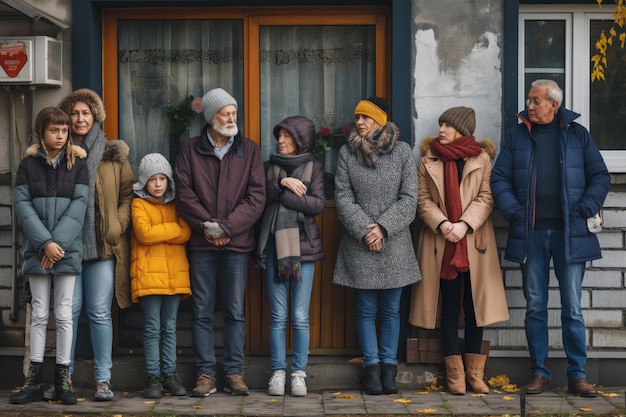 Portret rodziny wielogeneracyjnej dzielącej przestrzeń domową z powodu wysokich cen mieszkań