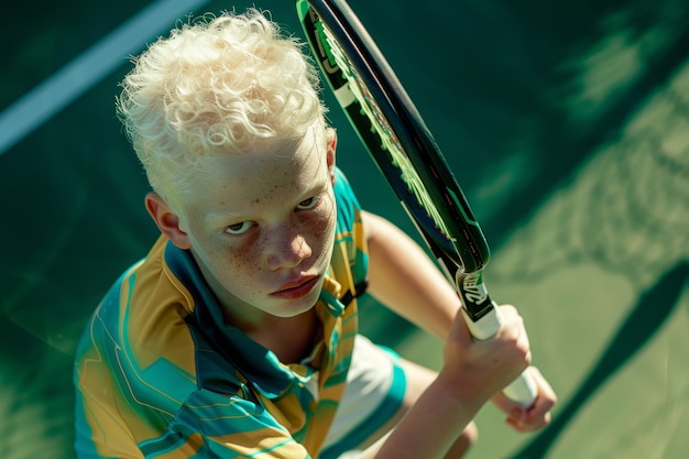 Bezpłatne zdjęcie portret tenisistów albinosów