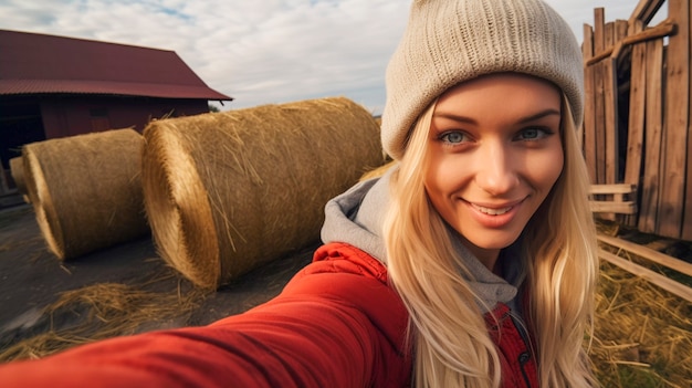 Bezpłatne zdjęcie portret tysiącletniej kobiety mieszkającej na wsi po przeprowadzce z miasta