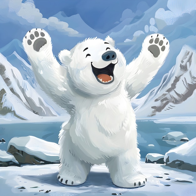 Bezpłatne zdjęcie portret uroczego białego niedźwiedzia polarnego ze śniegiem