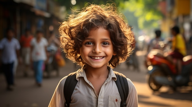 Bezpłatne zdjęcie portret uroczego indyjskiego chłopca