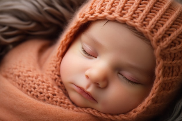 Portret uroczego noworodka śpiącego