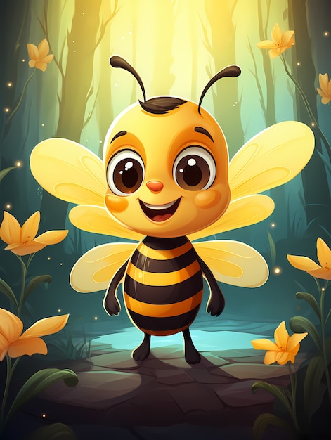 Portret uroczej animowanej pszczoły