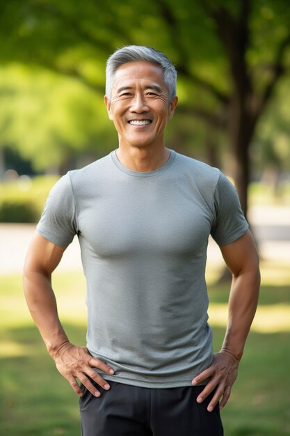 Portret uśmiechniętego azjatyckiego mężczyzny