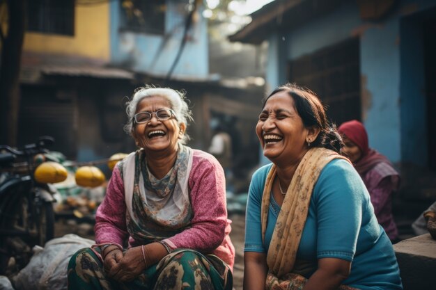 Portret uśmiechniętych indyjskich kobiet
