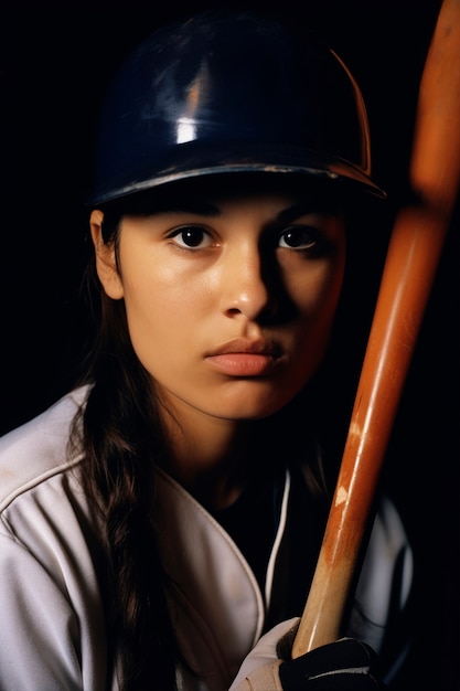 Bezpłatne zdjęcie portret zawodniczki baseballu