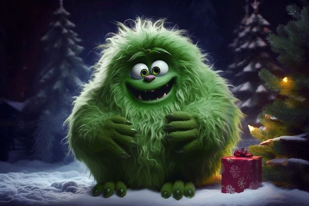 Portret Zielonej Postaci Z Kreskówki Grinch