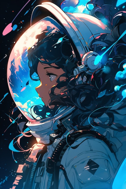 Postać w stylu anime w kosmosie