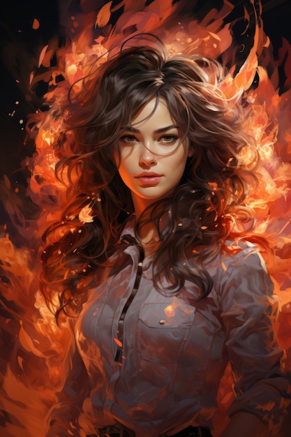 Bezpłatne zdjęcie postać w stylu fantasy w ogniu