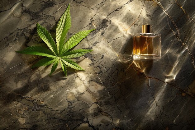 Produkt kosmetyczny z liśćmi marihuany