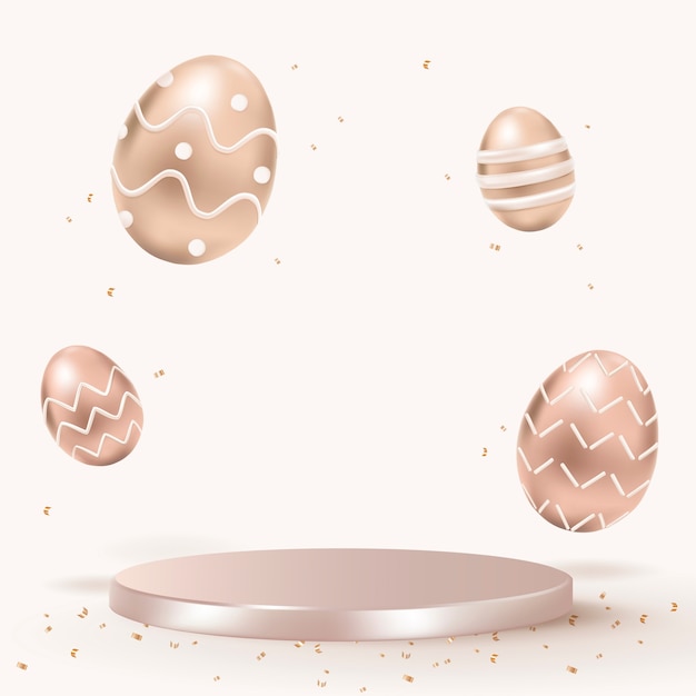 Produkt Wielkanocny Tło 3d Z Malowanymi Jajkami W Kolorze Różowego Złota