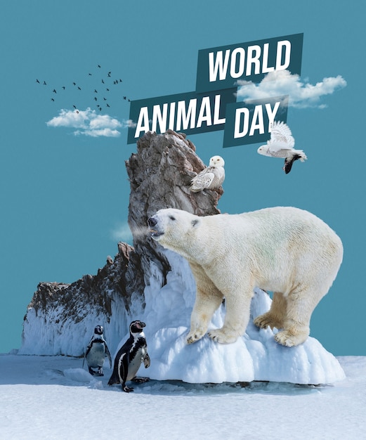 Bezpłatne zdjęcie projekt kolażu na światowy dzień zwierząt