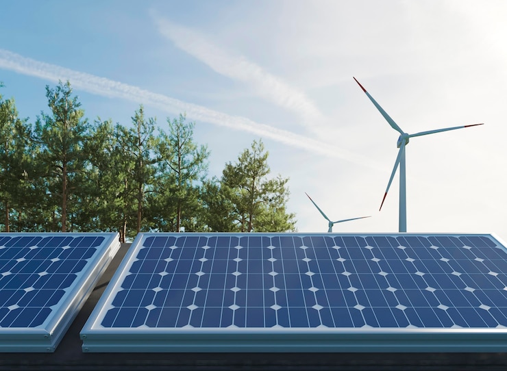 Bezpłatny plik Zdjęcie projekt paneli słonecznych 3d w celu oszczędzania energii