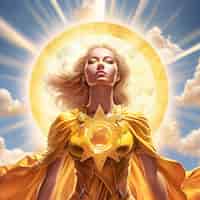 Bezpłatne zdjęcie promienna reprezentacja wzmocnionej bogini słońca