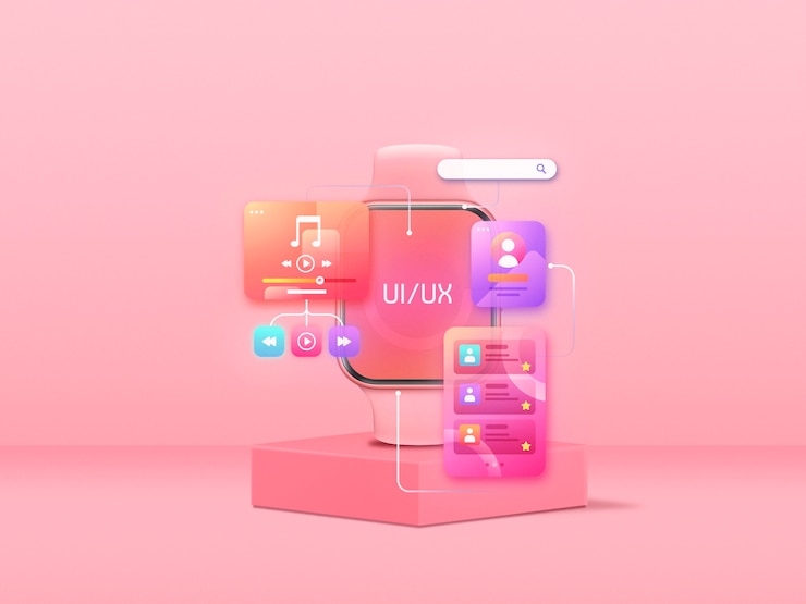 Bezpłatny plik Zdjęcie przedstawienia ui i ux z inteligentnym zegarkiem
