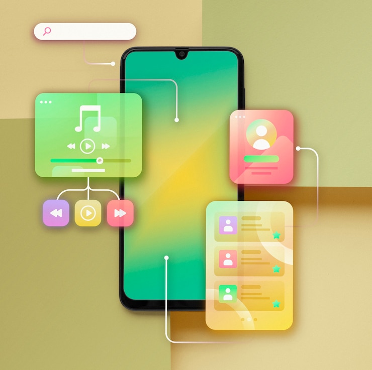 Bezpłatny plik Zdjęcie przedstawienia ui i ux za pomocą smartfona