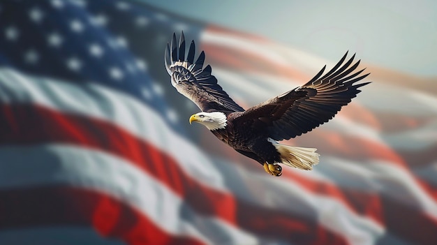 Bezpłatne zdjęcie przedstawienie amerykańskiej flagi z orłem dla nas narodowe święto dnia lojalności