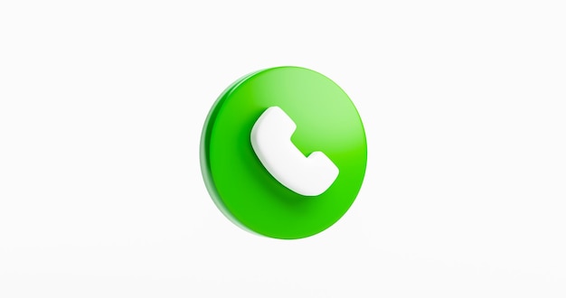 Przycisk telefonu zaakceptuj ikonę połączenia realistyczny symbol mobilny komunikacja rozmowa przychodzące renderowanie 3D