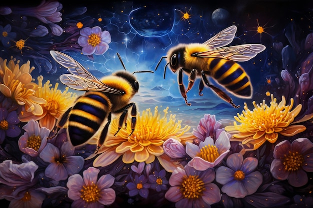 Bezpłatne zdjęcie pszczoła w stylu fantazji w przyrodzie