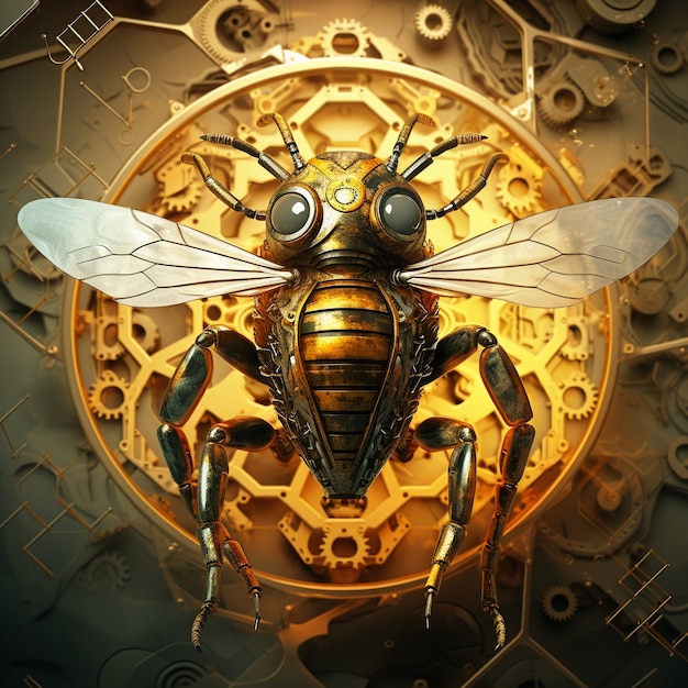 Pszczoła w stylu futurystycznym w studiu