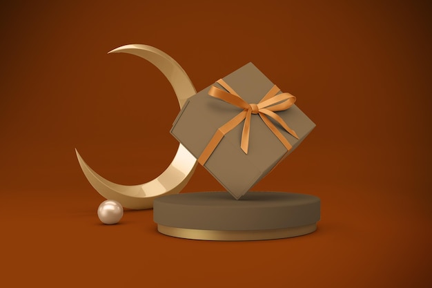 Bezpłatne zdjęcie pudełko na prezent ramadan z przodu