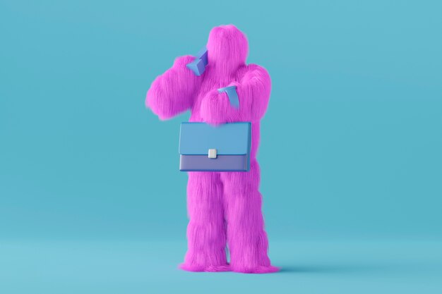 Purpurowa torba z kreskówki yeti