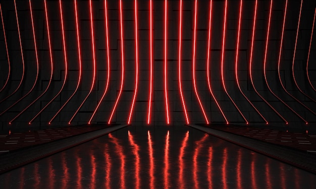 Pusty ciemny pokój Nowoczesne futurystyczne tło Sci Fi