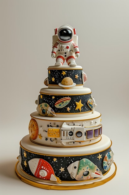 Bezpłatne zdjęcie pyszne ciasto astronautów w 3d.