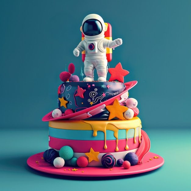 Bezpłatne zdjęcie pyszne ciasto astronautów w 3d.
