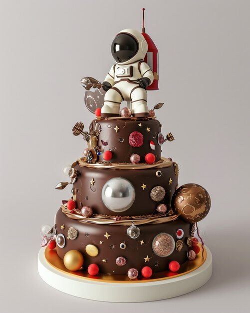 Pyszne ciasto astronautów w 3D.