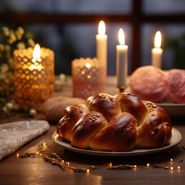 Bezpłatne zdjęcie pyszne jedzenie przygotowane na żydowskie święto chanuka