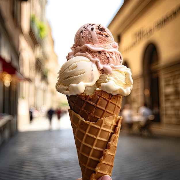 Bezpłatne zdjęcie pyszne lody na świeżym powietrzu