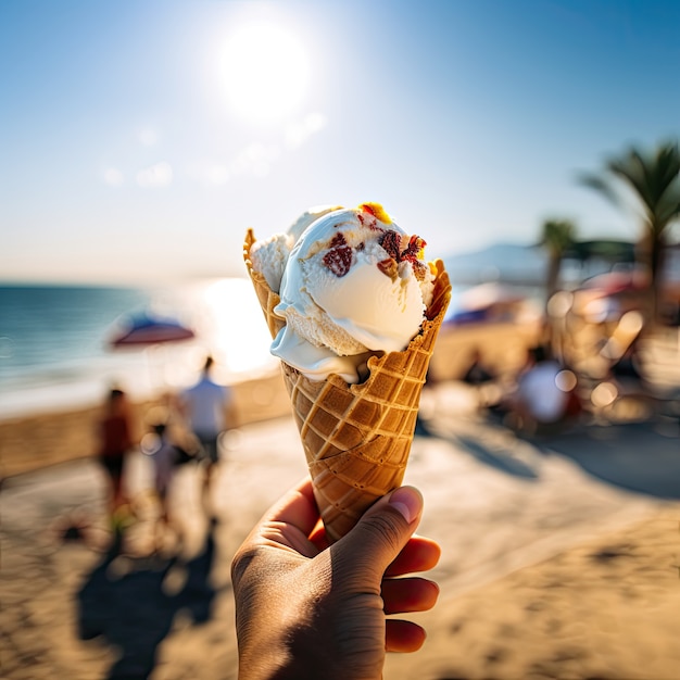 Bezpłatne zdjęcie pyszne lody na świeżym powietrzu