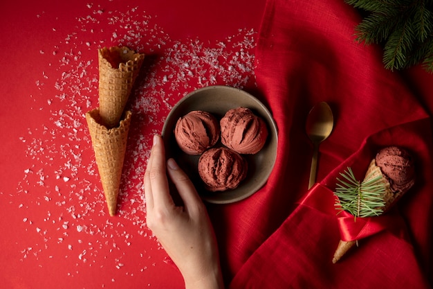 Bezpłatne zdjęcie pyszne lody zimą